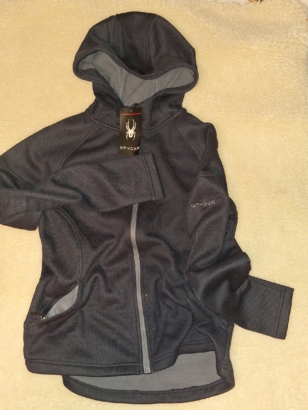 Spyder Navy and Gray Hooded Full-Zip Jacket - Picture 3 of 14